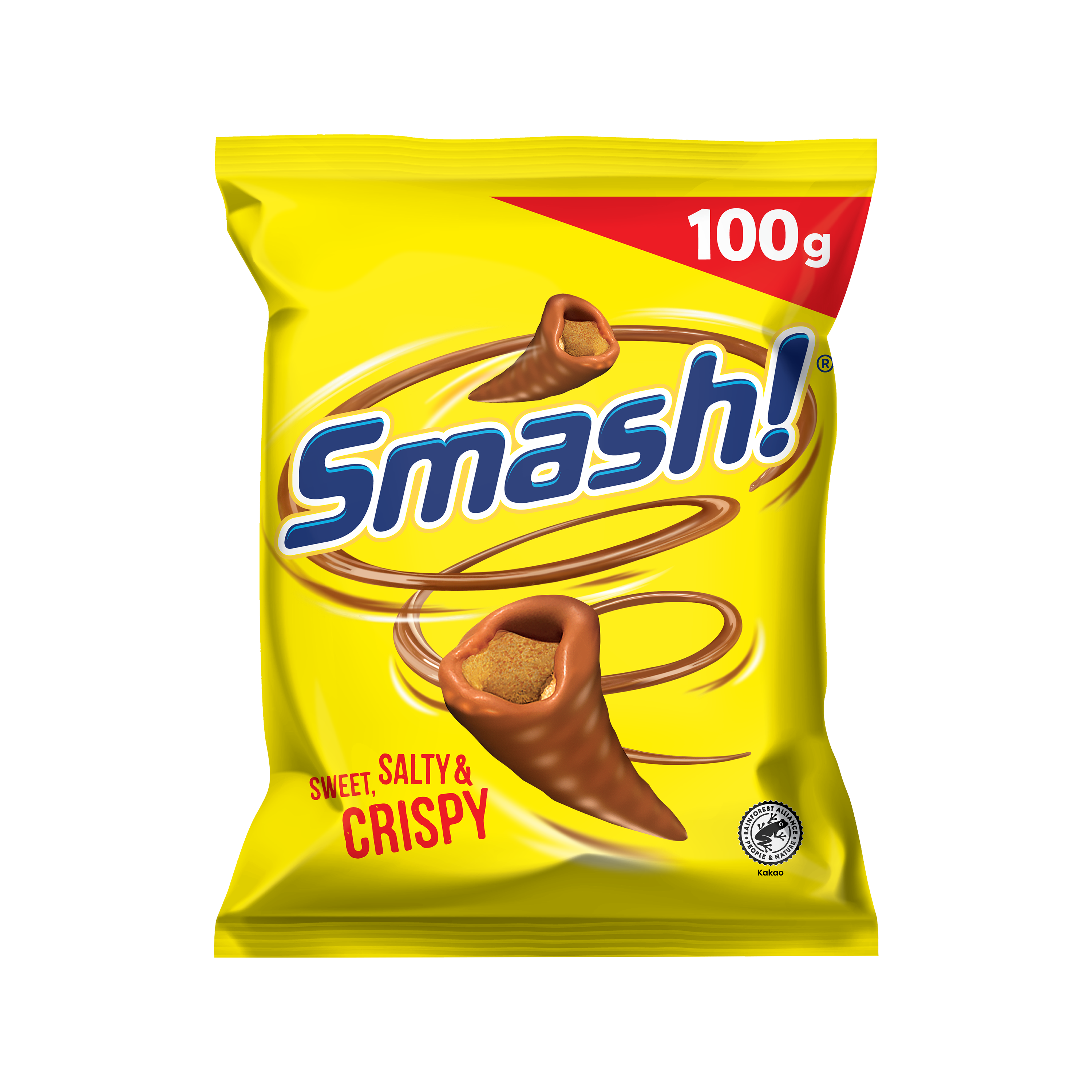 Smash! choco corn snacks retail packaging