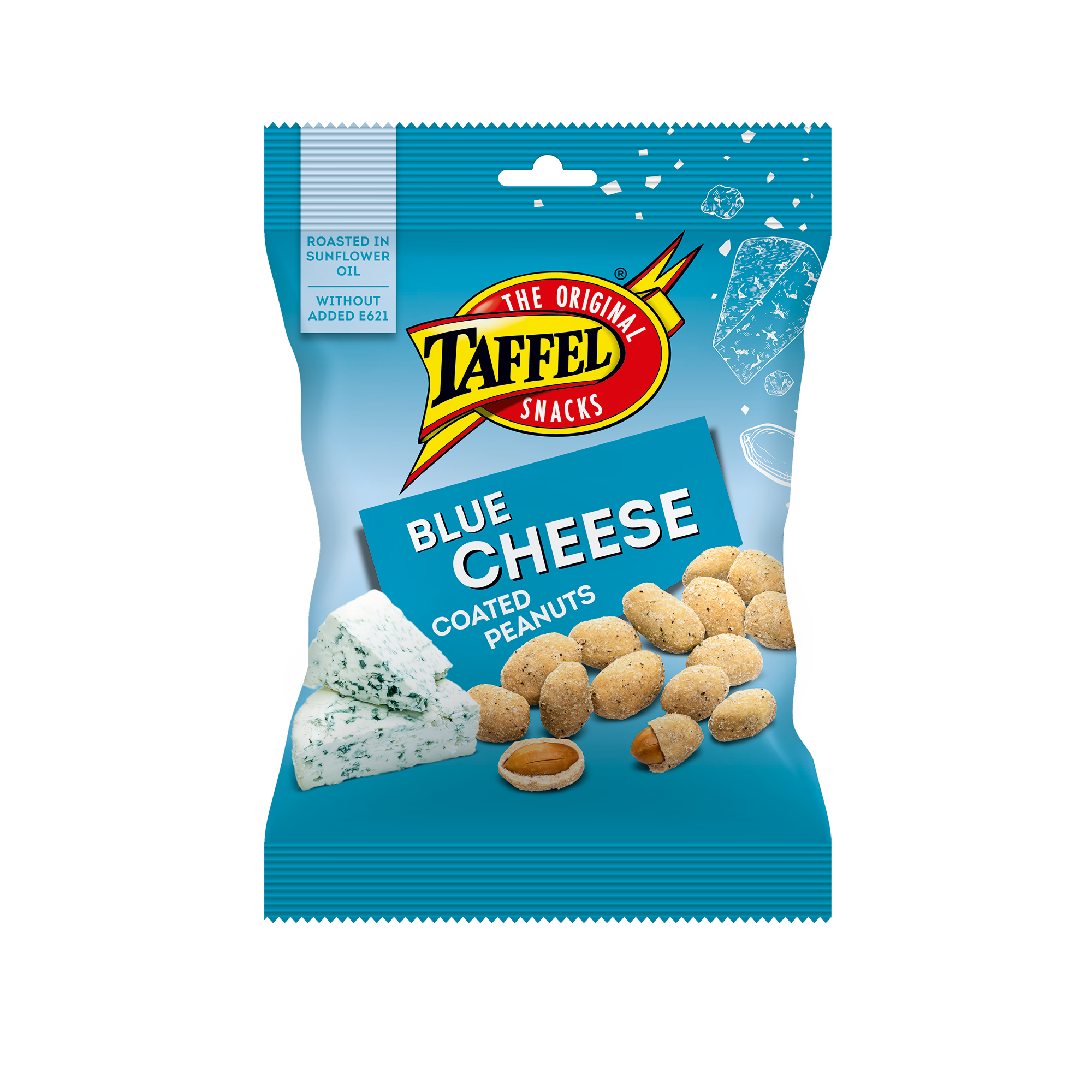 Taffel blue cheese coated peanuts retail packaging