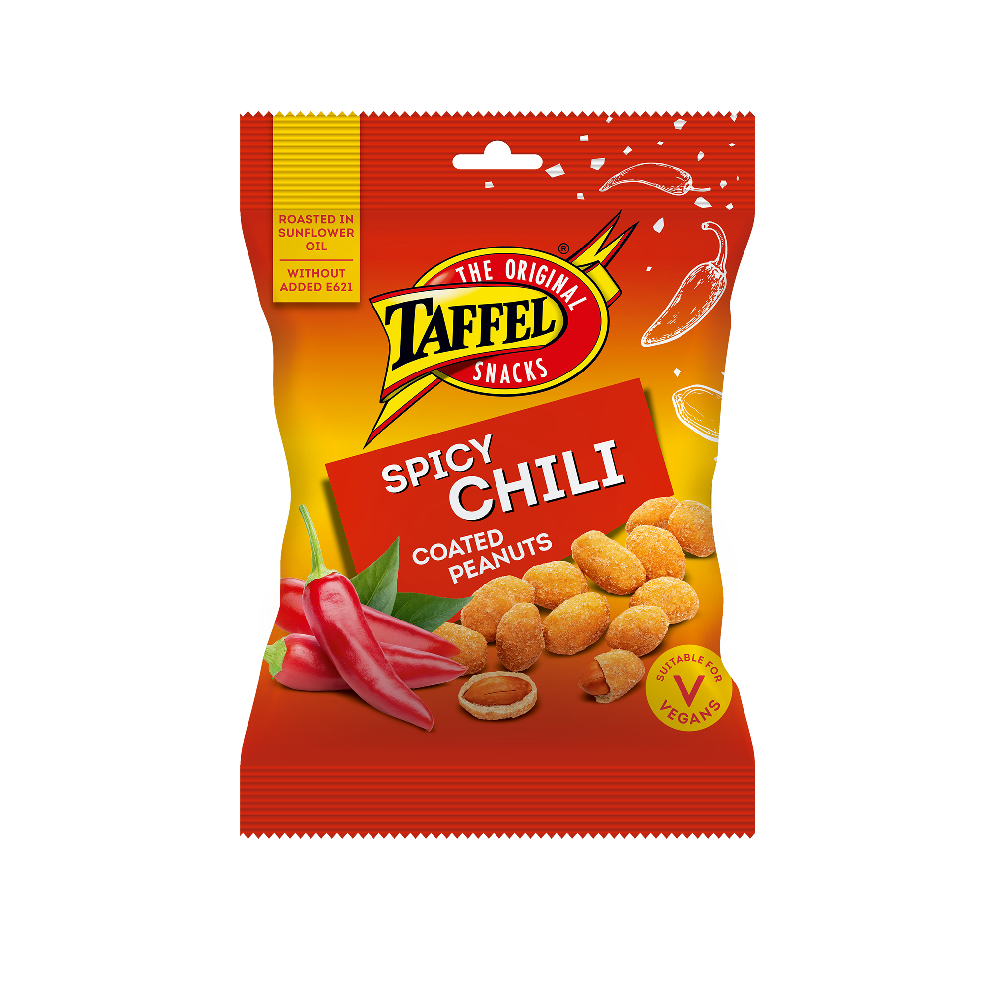 Taffel chilli coated peanuts retail packaging