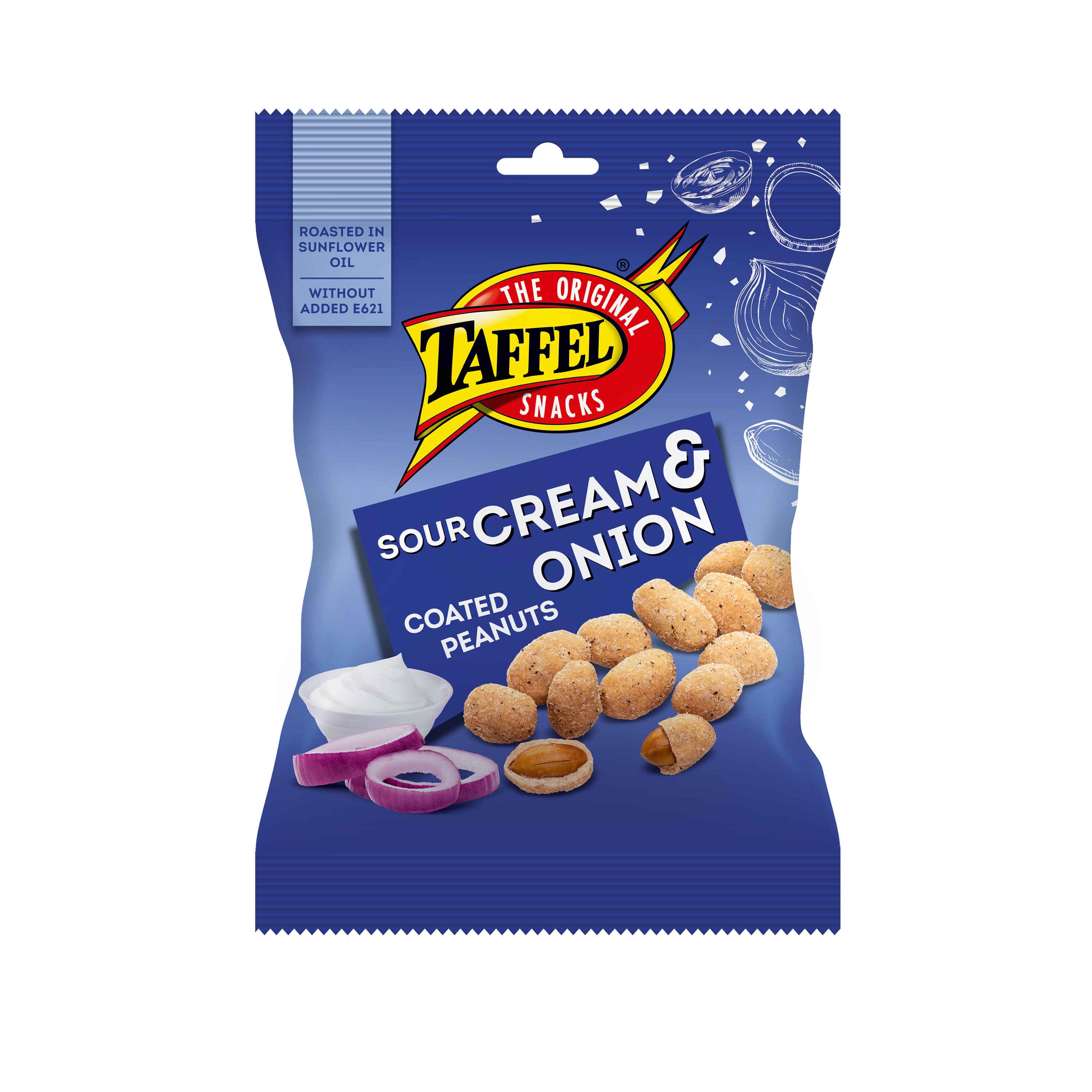 Taffel onion & sour cream coated peanuts retail packaging